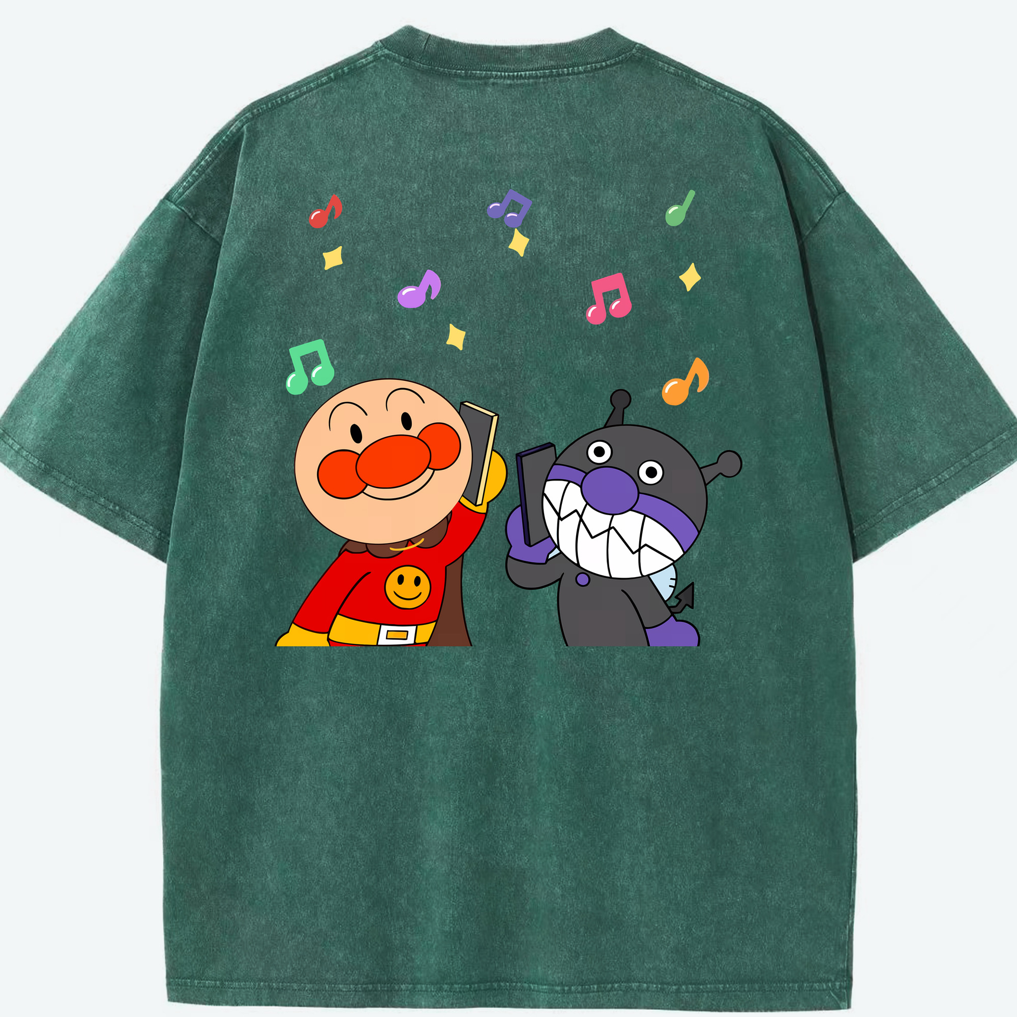 （画像用） アンパンマン Anpanman 綿100% ヴィンテージ風 半袖Tシャツ（背面プリント）